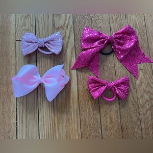 Set of Pink Hair Bows with Sequins